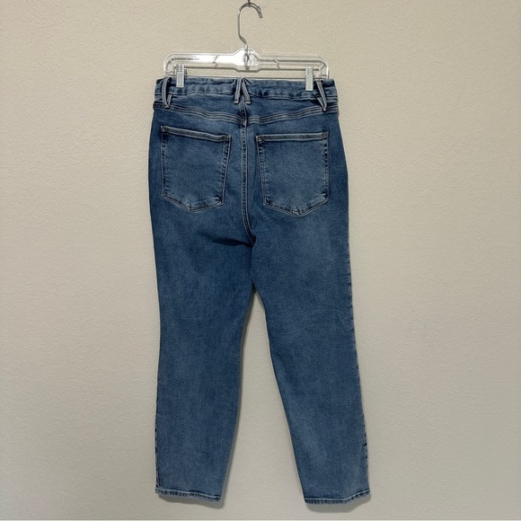 Good American Women’s Blue Fold Over Waist Straight Jeans Size 15 Stretch Denim - Picture 2 of 7